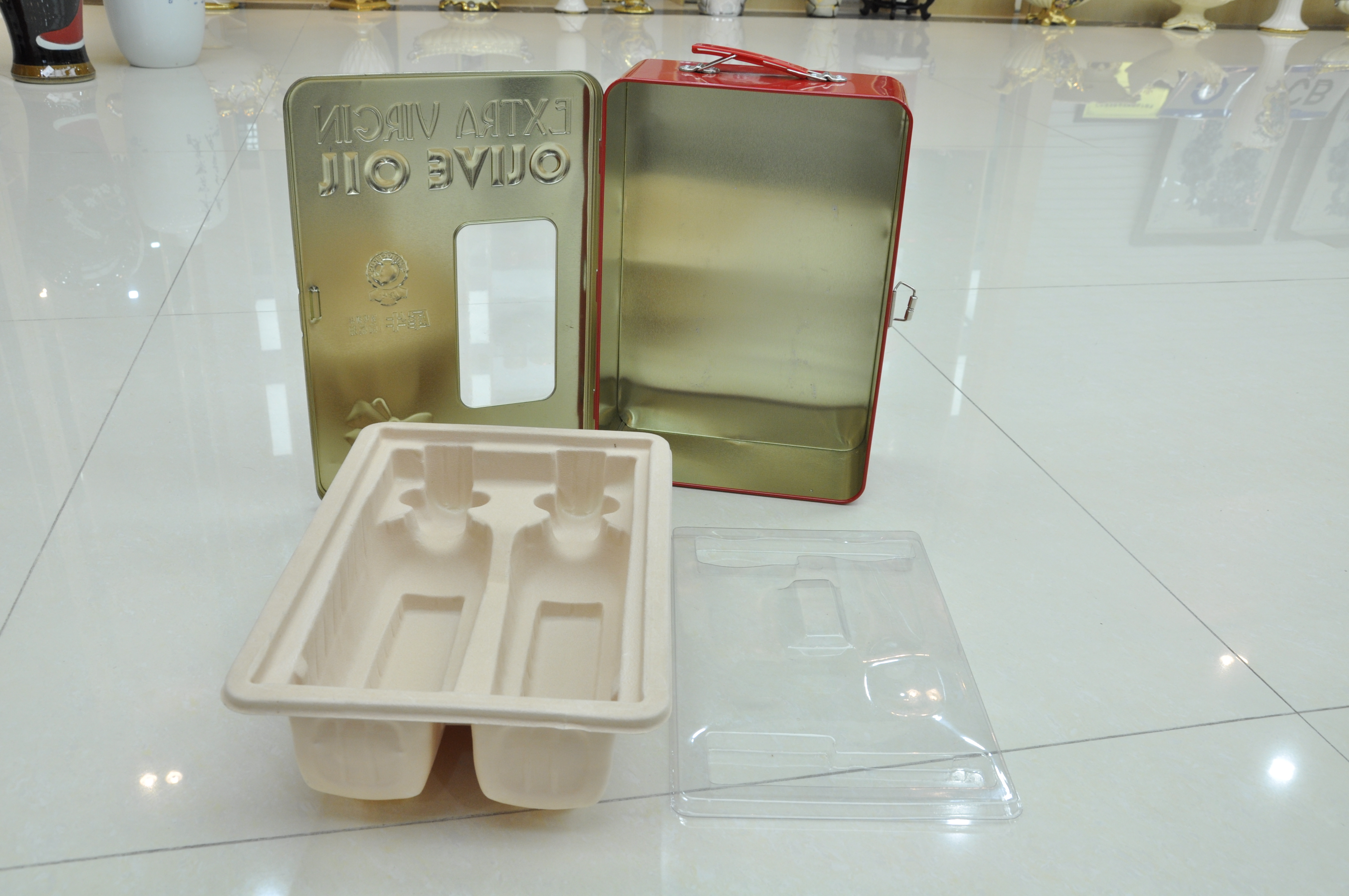 食用油禮品鐵盒 方形手提橄欖油馬口鐵盒定制